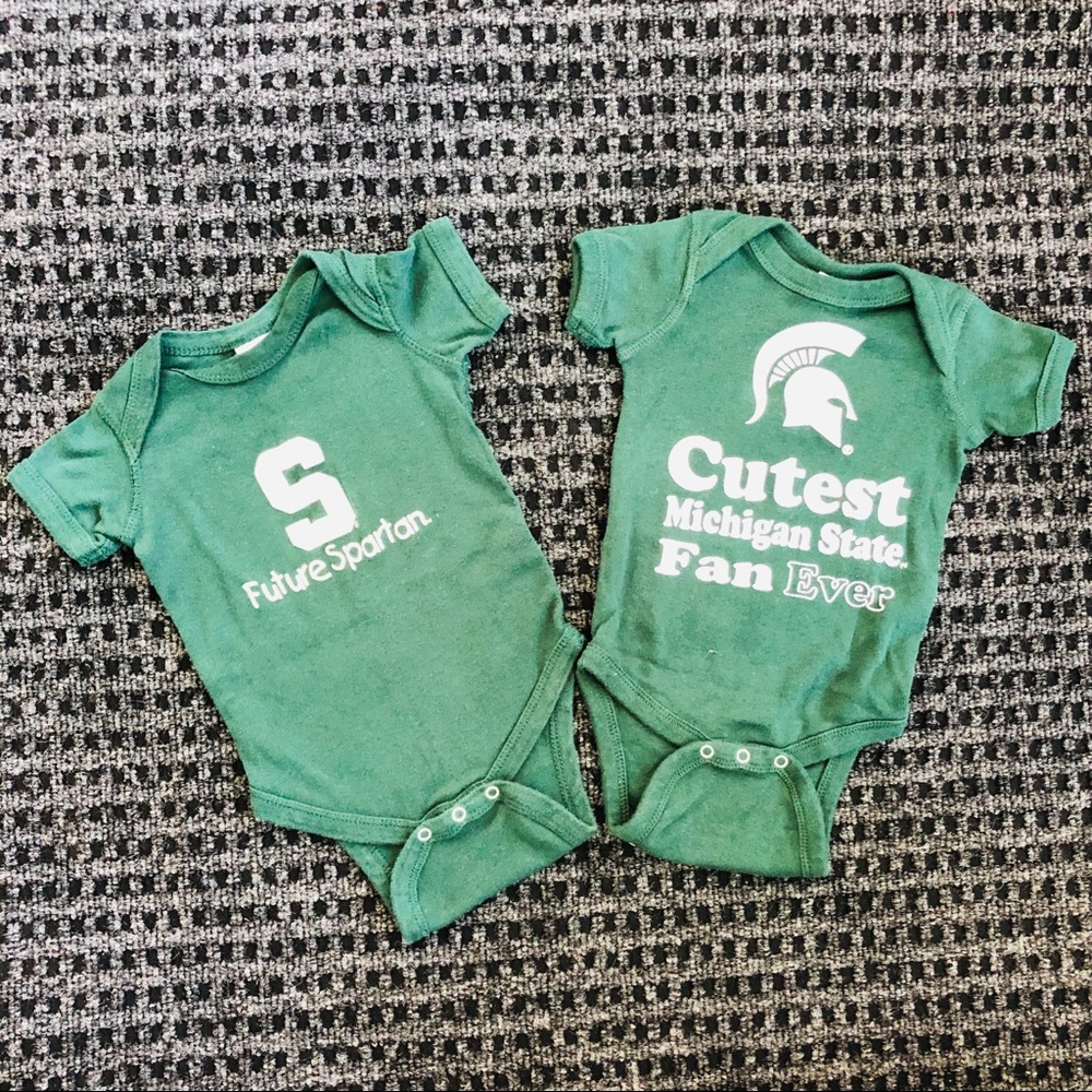 COPY - Lot of 2 Michigan state spartan onesies, 6 months
